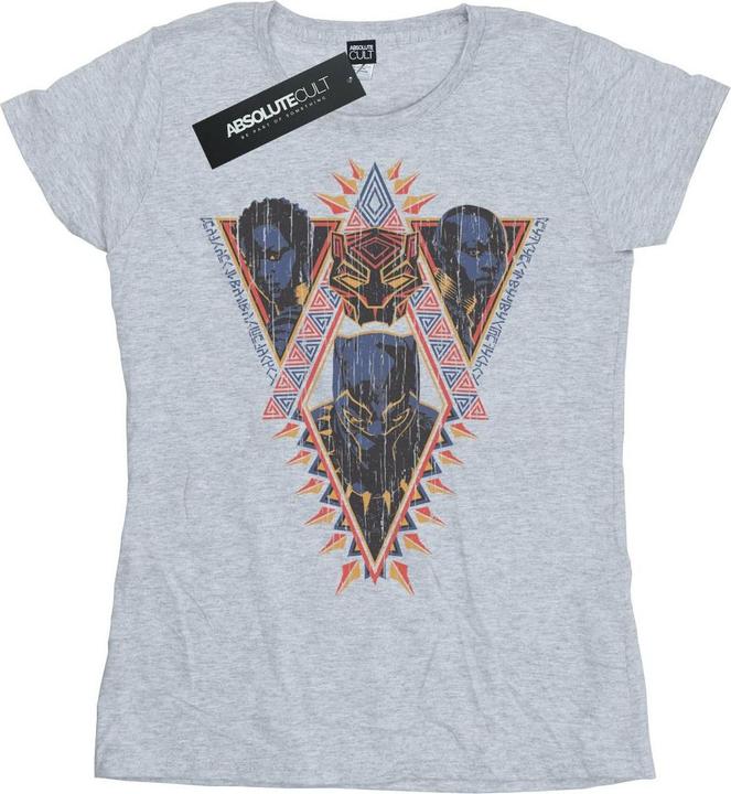 Actual product image Womens/Ladies Black Panther Tribal Heads Cotton T-Shirt (XL)