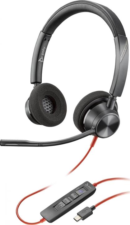 Produktbild Poly Blackwire 3320 Stereo MS Teams Wired Headset, USB-C/A Adapter, Black (Kabelgebunden, USB-C)