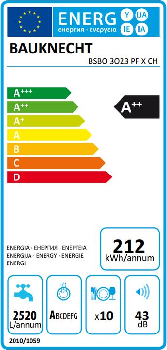 Energy Label Bauknecht BSBO 3O23 PF X CH