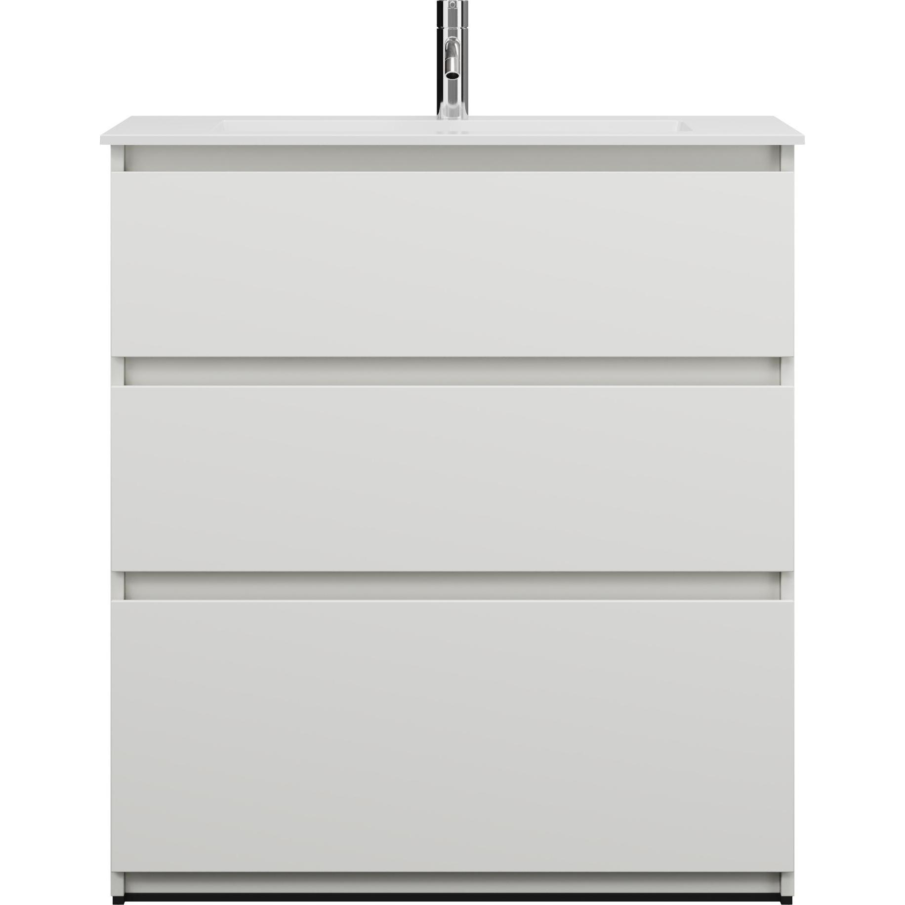 burgbad, Badmöbelset, Lin20 Mineralguss-Waschtisch Farbe Weiss Matt inklusive Waschtischunterschrank Tiefe 415mm 3