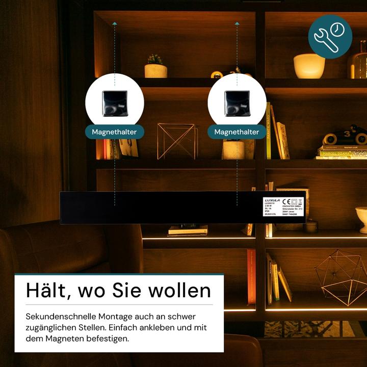 Produktbild Luxula LED-Schrankleuchte mit Bewegungsmelder, 2,96W, 850lm, CCT, IP20, schwarz, 30cm (850 lm)