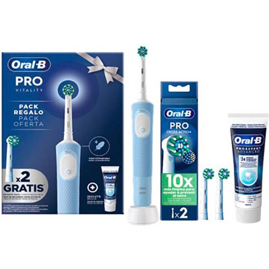 Oral-B, Spazzolino elettrico, pro vitality electric toothbrush + 2 refills + advance toothpaste