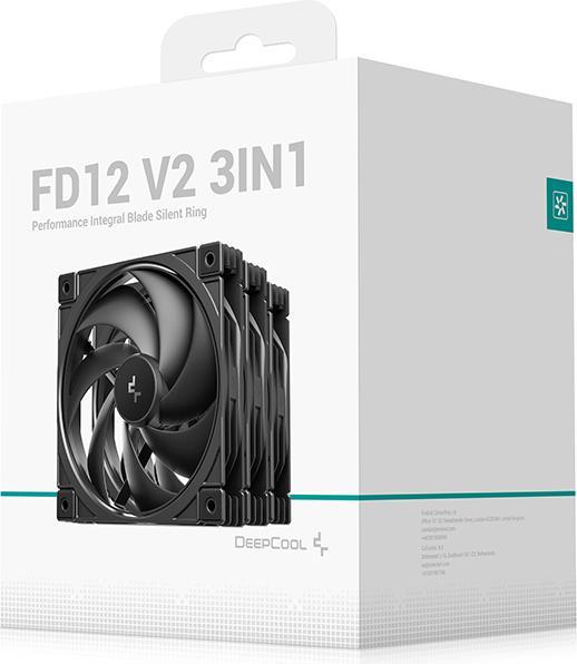 Actual product image Deepcool "K COOLER FD12 V2 120mm PC Gehäuselüfter PWM black" (120 mm, 4x)