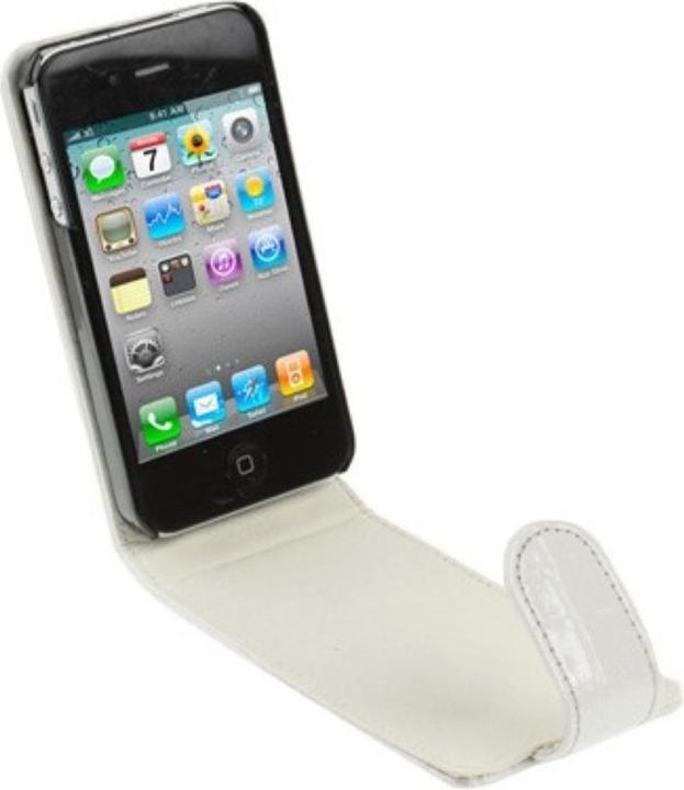 Produktbild König Design Tasche Flip Kroko für Handy Apple iPhone 4 & 4S weiss (Apple iPhone 4, LG G4s)