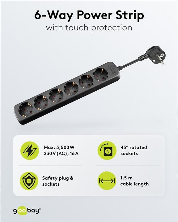Actual product image Goobay NK 600-150 CS (6x, CEE 7/3, 1.50 m)