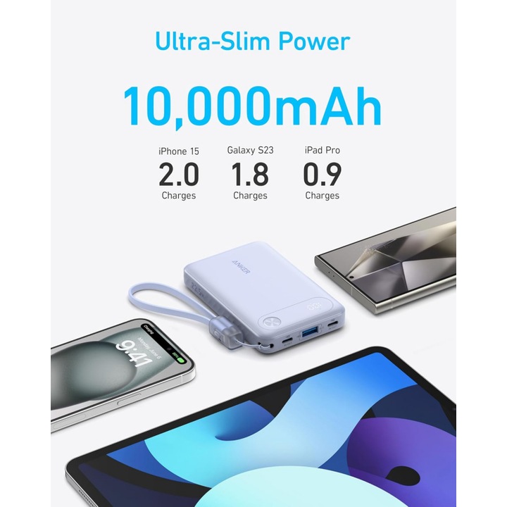 Image du produit Anker Batterie externe USB Powercore - 10000mAh 22,5W (Noir) (10000 mAh, 22.50 W, 22.50 Wh)