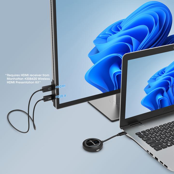 Produktbild Manhattan 1080p Wireless HDMI-Displayadapter mit USB-C-Sendemodul (30 m, HDCP)