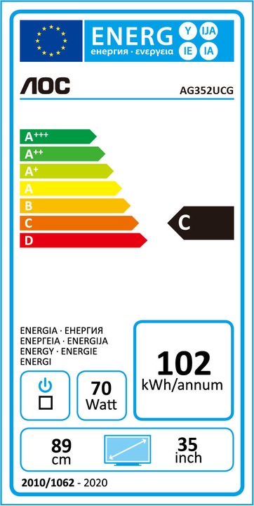 Energy Label AOC Agon Ag352ucg6 (3440 x 1440 pixels, 35")