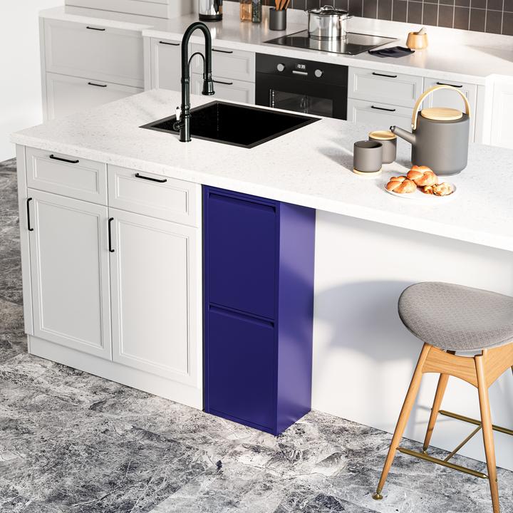 Produktbild En.Casa Mülltrennschrank Sollentuna Metall 2x14 L Nachtblau (28 l)