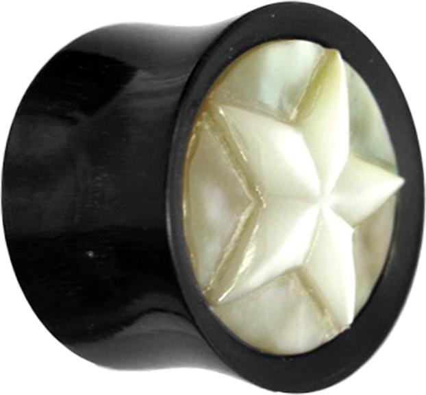 Produktbild Star Piercing Flared Plug Perlmutt Stern aus Horn und Knochen (Mineralisch, Organisch, ohne Messing)