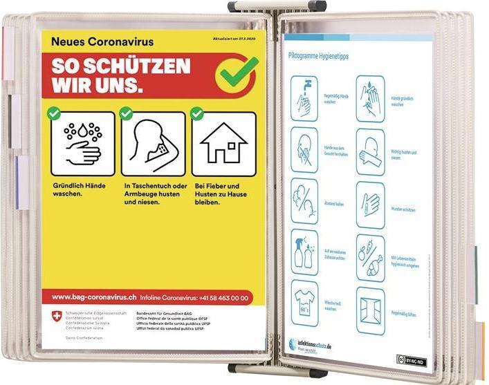 Productafbeelding Tarifold Wanddisplay bordsysteem Sterifold DIN A4 zwart met 10 displayborden