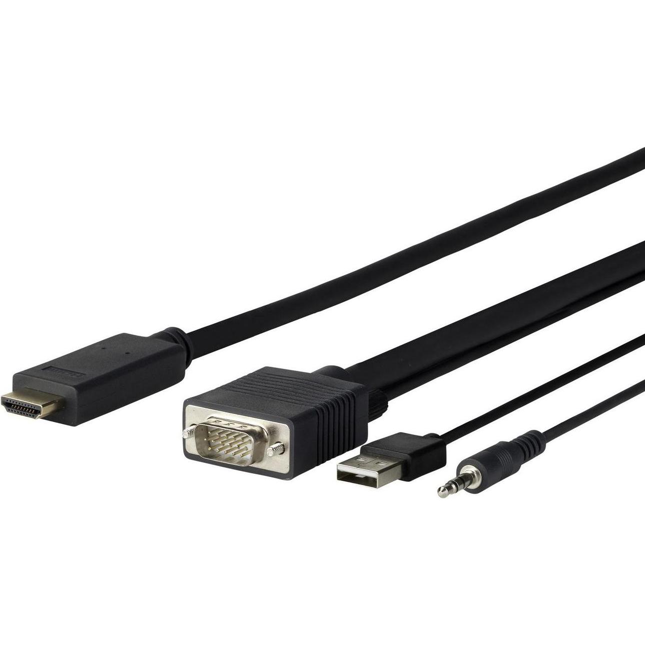 Vivolink Pro VGA + Audio to HDMI, PROVGAHDMI7.5 VGA (D-Sub) + + USB Type-A (7.50 m, HDMI), Video Kabel