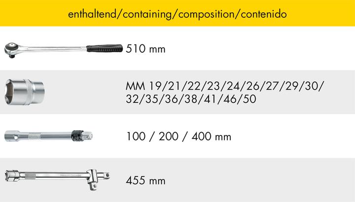 Actual product image HEYTEC Socket spanner set (50 mm, 31 mm, 35 mm, 45 mm, 46 mm, 38 mm, 21 mm, 27 mm, 33 mm, 48 mm, 43 mm, 41 mm, 23 mm, 28 mm, 44 mm, 47 mm, 32 mm, 22 mm, 25 mm, 42 mm, 20 mm, 24 mm, 36 mm, 49 mm, 39 mm, 26 mm, 19 mm, 37 mm, 29 mm, 40 mm, 34 mm, 30 mm)