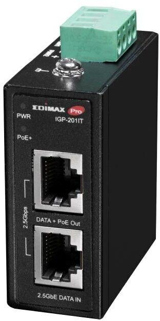 Actual product image edimax Industrie 2.5 Gigabit 30W PoE+ DIN-Rail Injektor (802.3af (PoE), 802.3at (PoE+), 30 W)