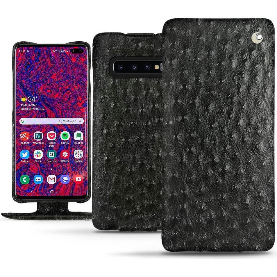 Noreve Lederschutzhülle vertikal (Samsung Galaxy S10 5G), Smartphone Hülle, Schwarz