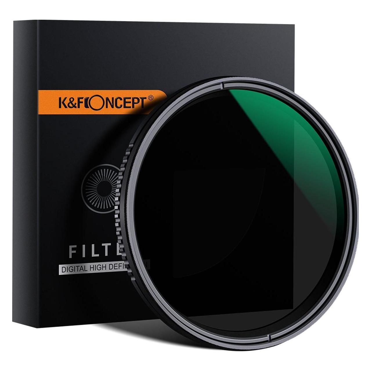 K&F Concept Variabel Nd Filter ND8-2000 Super Slim 72mm (72 mm, Nd- / Graufilter), Objektivfilter, Schwarz