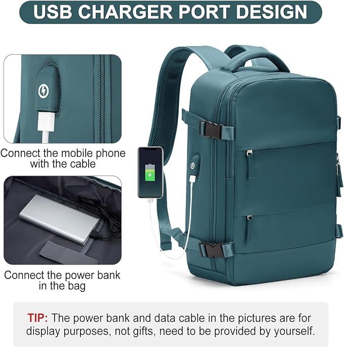Actual product image Only-Bags.Store Large travel backpack with shoe compartment, lightweight laptop daypack with charging port