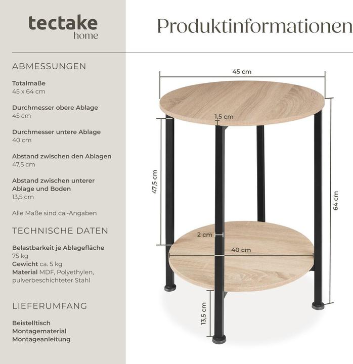 Image du produit tectake Table d’appoint Ballina