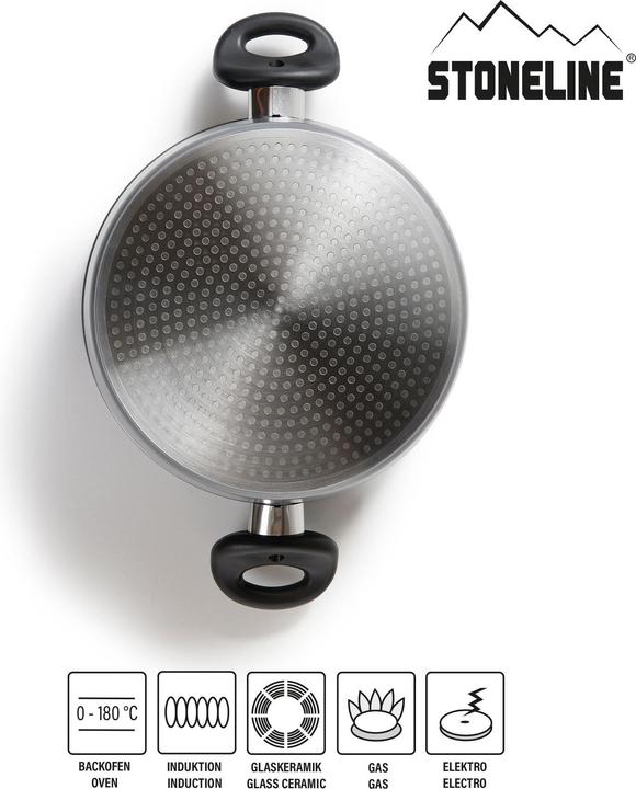 Actual product image Stoneline Cooking pot 24 cm, with glass lid, non-stick frying pot, induction and oven-safe (Pot, Cast aluminium, 24 x 11.50 cm)