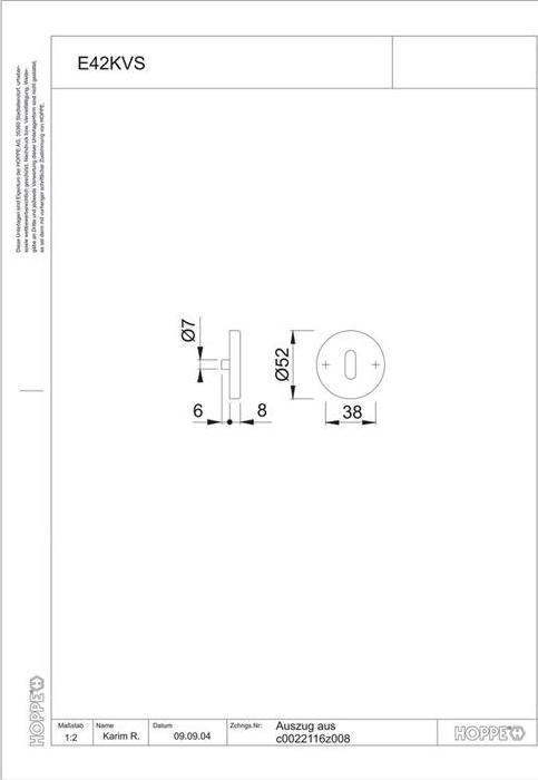 Actual product image Hoppe Key escutcheon E42KVS (Door rosette)