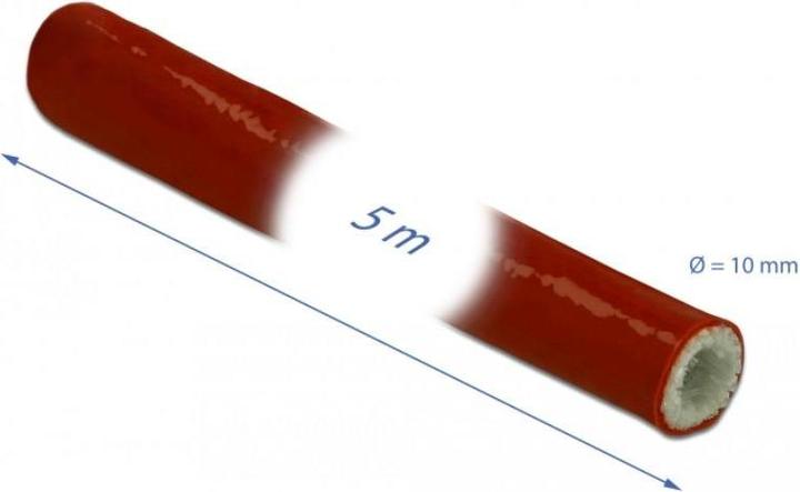 Produktbild Delock Feuerfester Schutzschlauch silikonbeschichtet 5 m x 10 mm rot (Kabeldurchlass, 5000 mm)