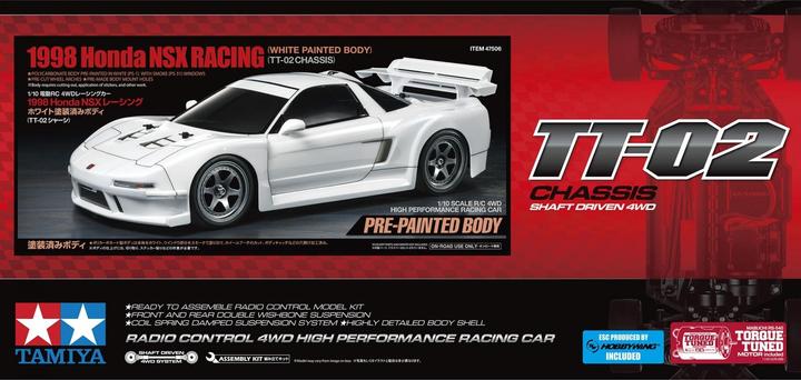 Actual product image Tamiya 1/10RC 1998 NSX Racing WHite Painted Body (TT-02) (Kit)