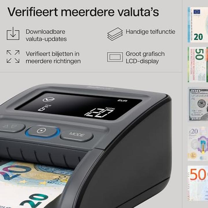 Immagine prodotto Safescan 155-S Komplett SET Geldprüfgerät Batterie & Stapler (Validatore di banconote)