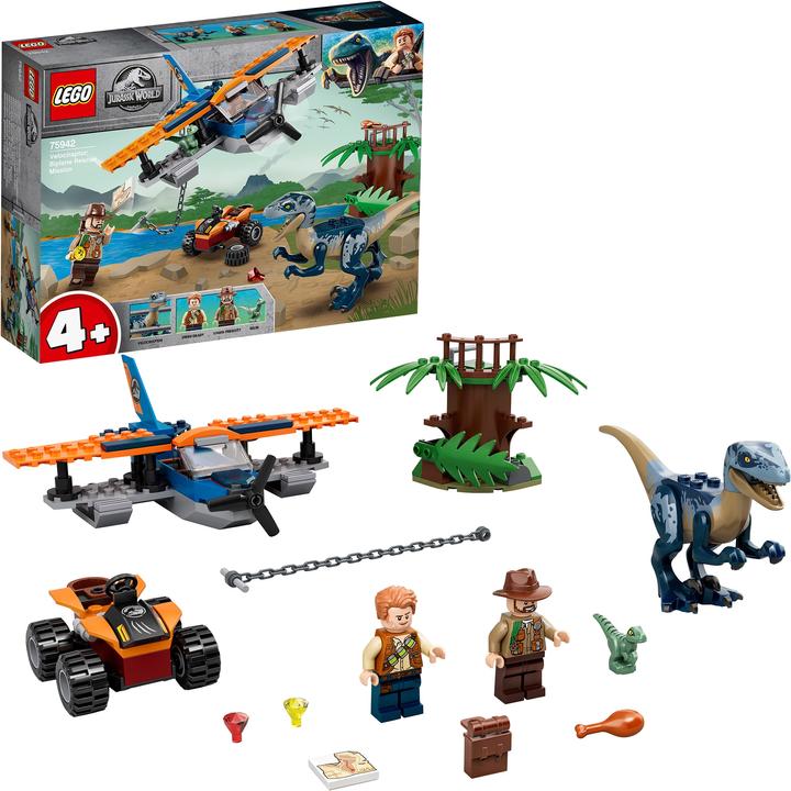 Produktbild LEGO Velociraptor: Rettungsmission mit dem Doppeldecker (75942, LEGO Jurassic World)