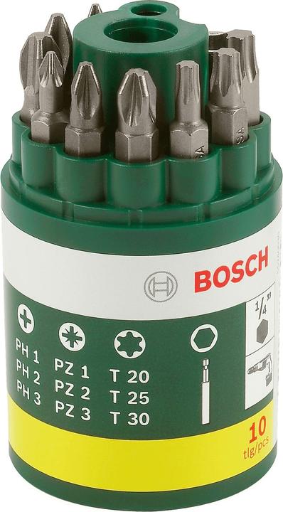 Produktbild Bosch Zubehör Schrauberbit-Set, 10-teilig, inklusive Torx (Innensechskant, Kreuz Phillips PH, Kreuz Pozidriv PZ)