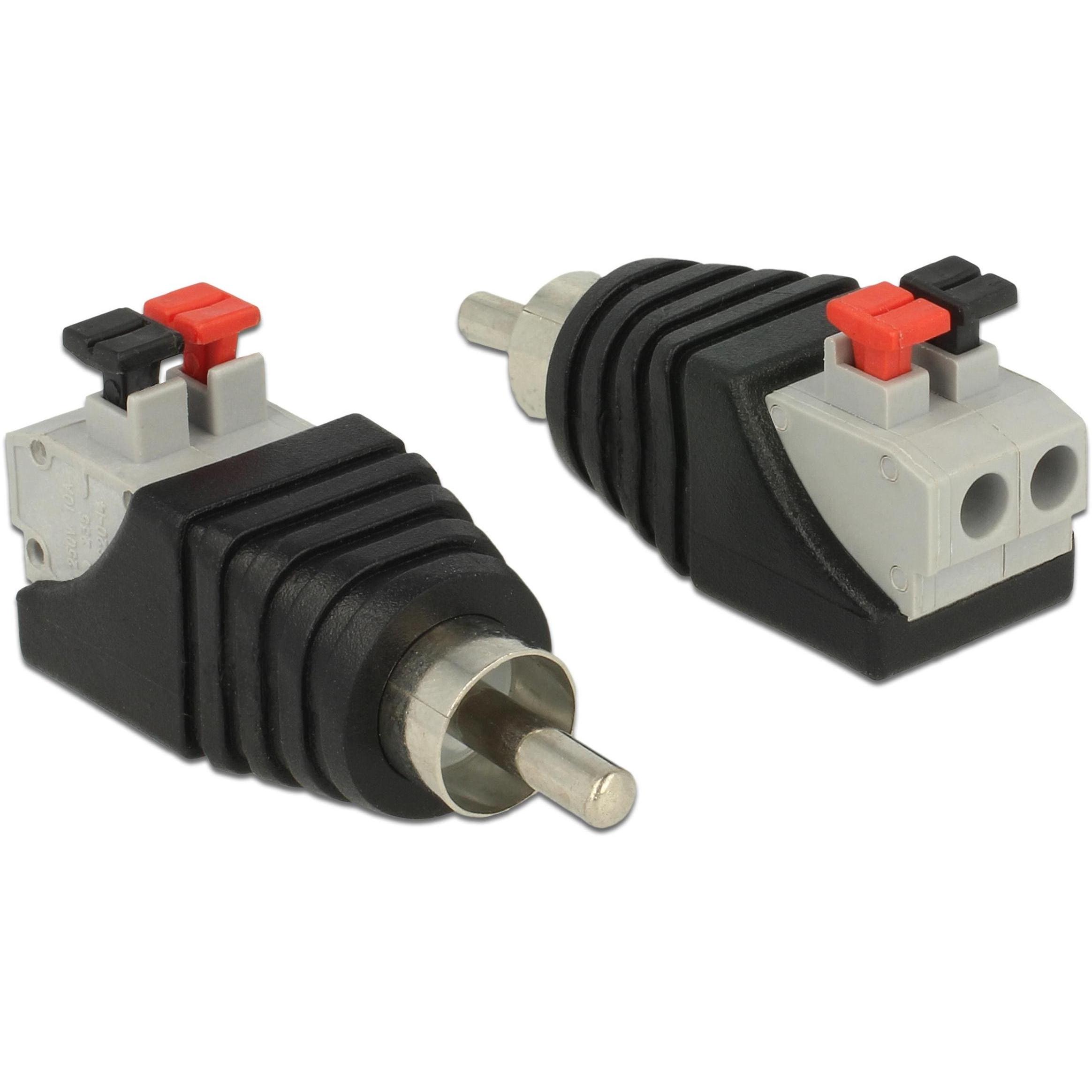 Delock Terminalblock RCA Stecker (Klinkenadapter), Audio Adapter, Schwarz, Grau