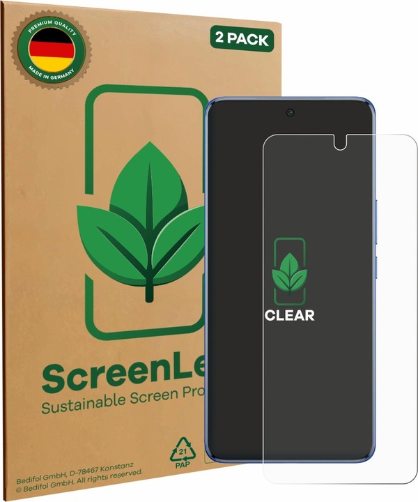 Actual product image ScreenLeaf Screen Protector sustainable Screen Protection, clear, anti-scratch (2 Piece, LG V50 ThinQ)