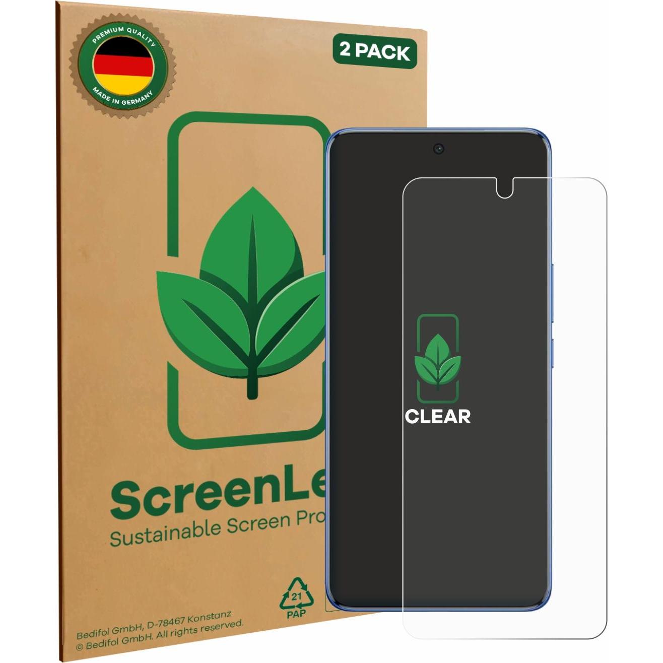 ScreenLeaf Schutzfolie nachhaltiger Displayschutz Display Schutz Folie Klar Transparent (2 Stück, Vivo X50), Smartphone ...