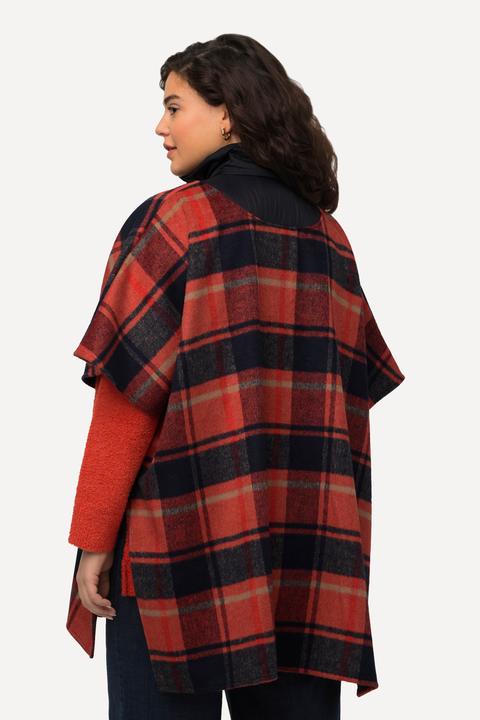 Produktbild Ulla Popken Poncho, Karomuster, Troyerkragen, Oversized, Halbarm (50, 52, 54, 56)