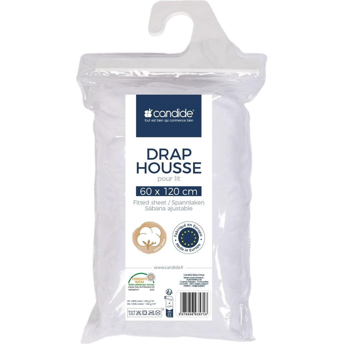 Candide, Lenzuola lettino, - Fitted Sheet - White - 60x120 cm