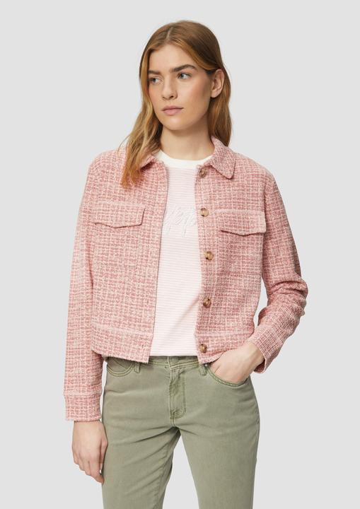 Produktbild S.Oliver Sweatshirt Jacke Verkürzte Bouclé-Jacke aus Sweat mit aufgesetzten Taschen (46)