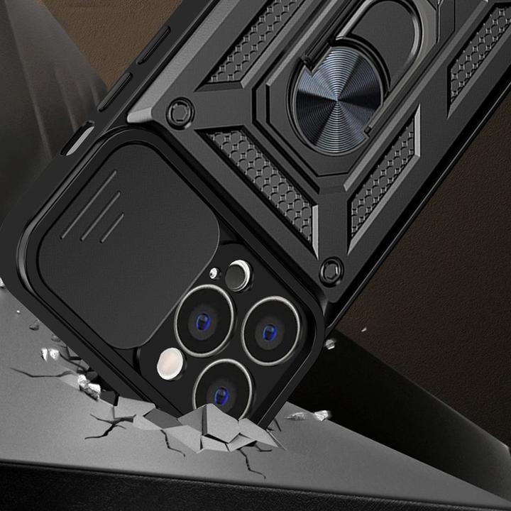 Actual product image Hurtel Hybrid Armor Camshield case for iPhone 14 Plus armored case with camera cover black (Apple iPhone 14 Plus)