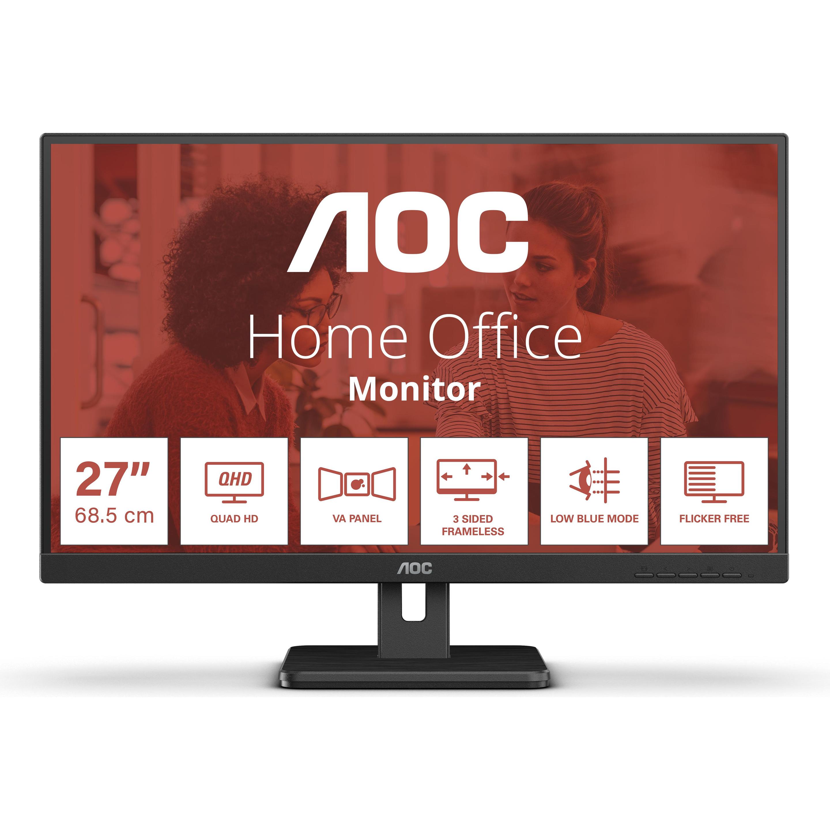 AOC Q27E3UAM (2560 x 1440 Pixel, 27"), Monitor, Schwarz
