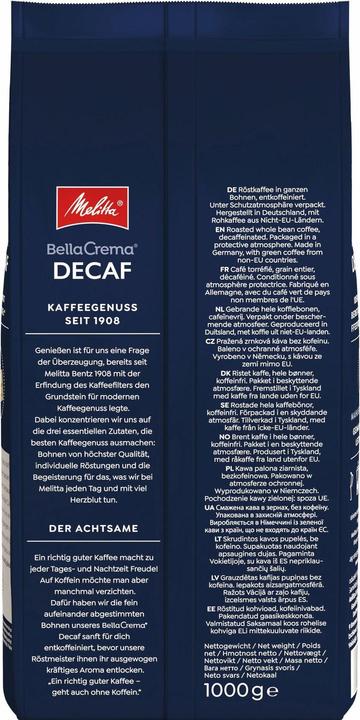 Image du produit Melitta Bella Crema Decaffeinato (1000 g, Torréfaction moyenne)
