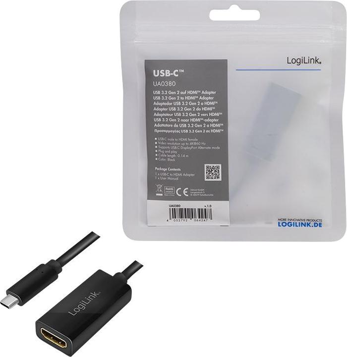 Image du produit LogiLink Adaptateur graphique USB 3.2, USB-C (0.15 m, HDMI)