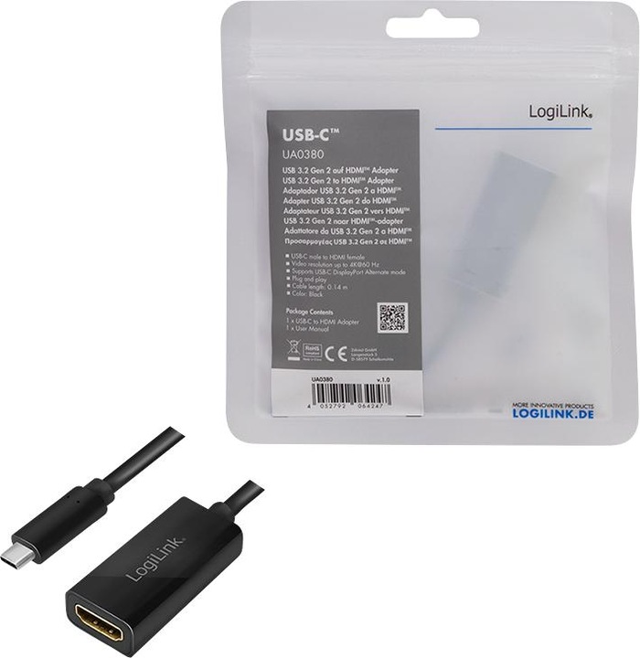 Produktbild LogiLink USB 3.2 Grafikadapter, USB-C (0.15 m, HDMI)