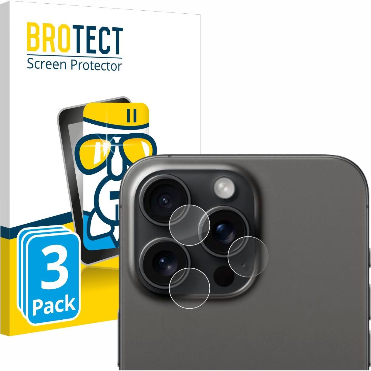 BROTECT AirGlass Panzerglasfolie (3 Stück, Apple iPhone 15 Pro Max), Smartphone Schutzfolie, Transparent