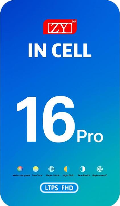 Actual product image Zy Display Unit für iPhone 16 Pro, In-Cell Version, Schwarz (iPhone 16 Pro)
