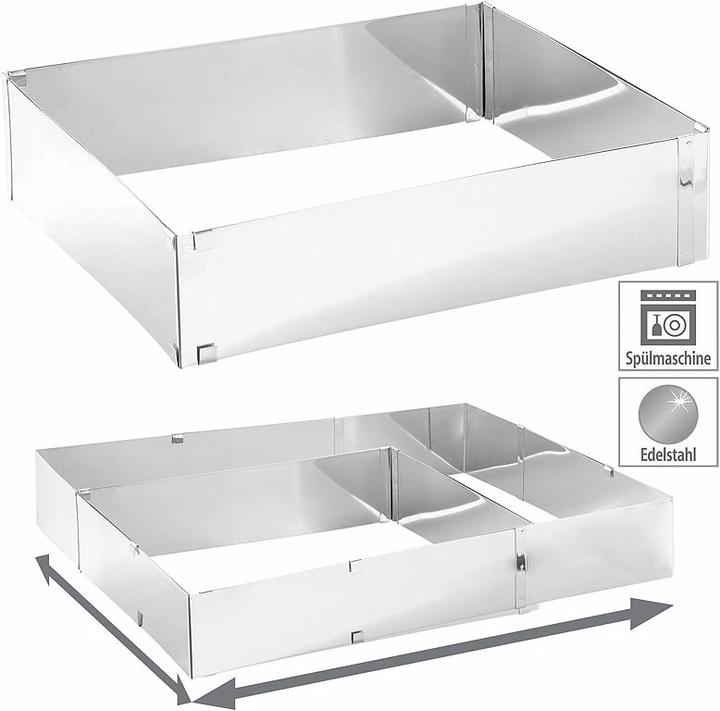 Produktbild Rosenstein & Söhne Edelstahl-Backrahmen, rechteckig, verstellbar auf maximal 47 x 38 cm