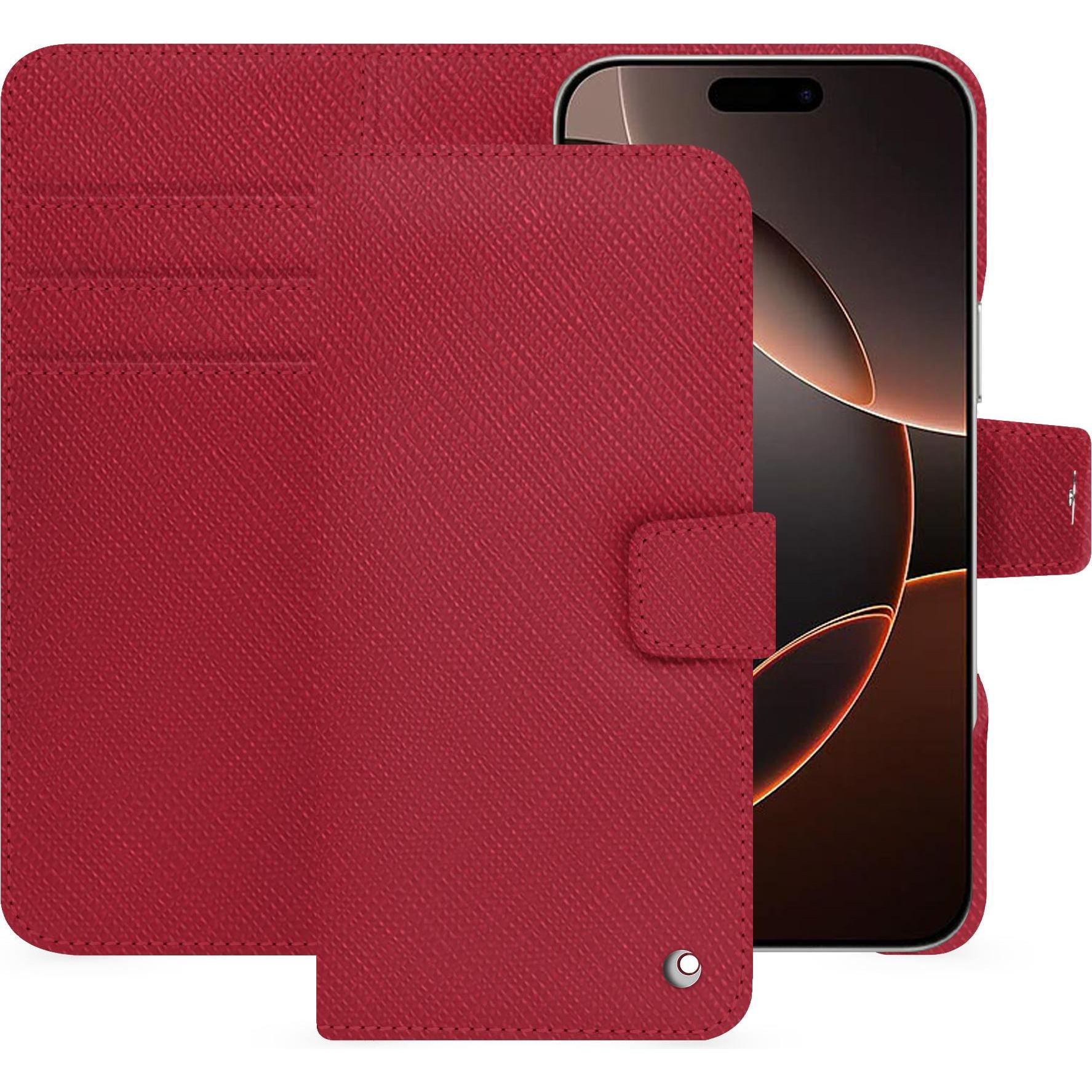 Noreve Lederschutzhülle Apple iPhone 16 Pro (Apple iPhone 16 Pro), Smartphone Hülle, Rot