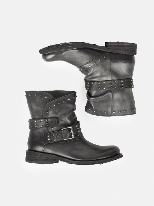 Actual product image Felmini GREDO D905 biker boots with decorative studs along the shaft and buckled straps, with a four-point (38)
