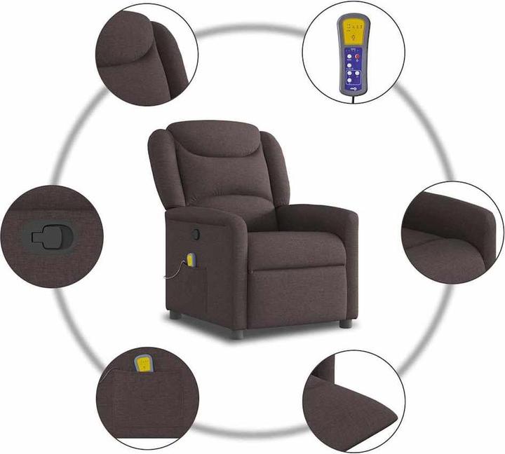 Immagine prodotto vidaXL Poltrona massaggiante in tessuto marrone scuro Poltrona massaggiante TV