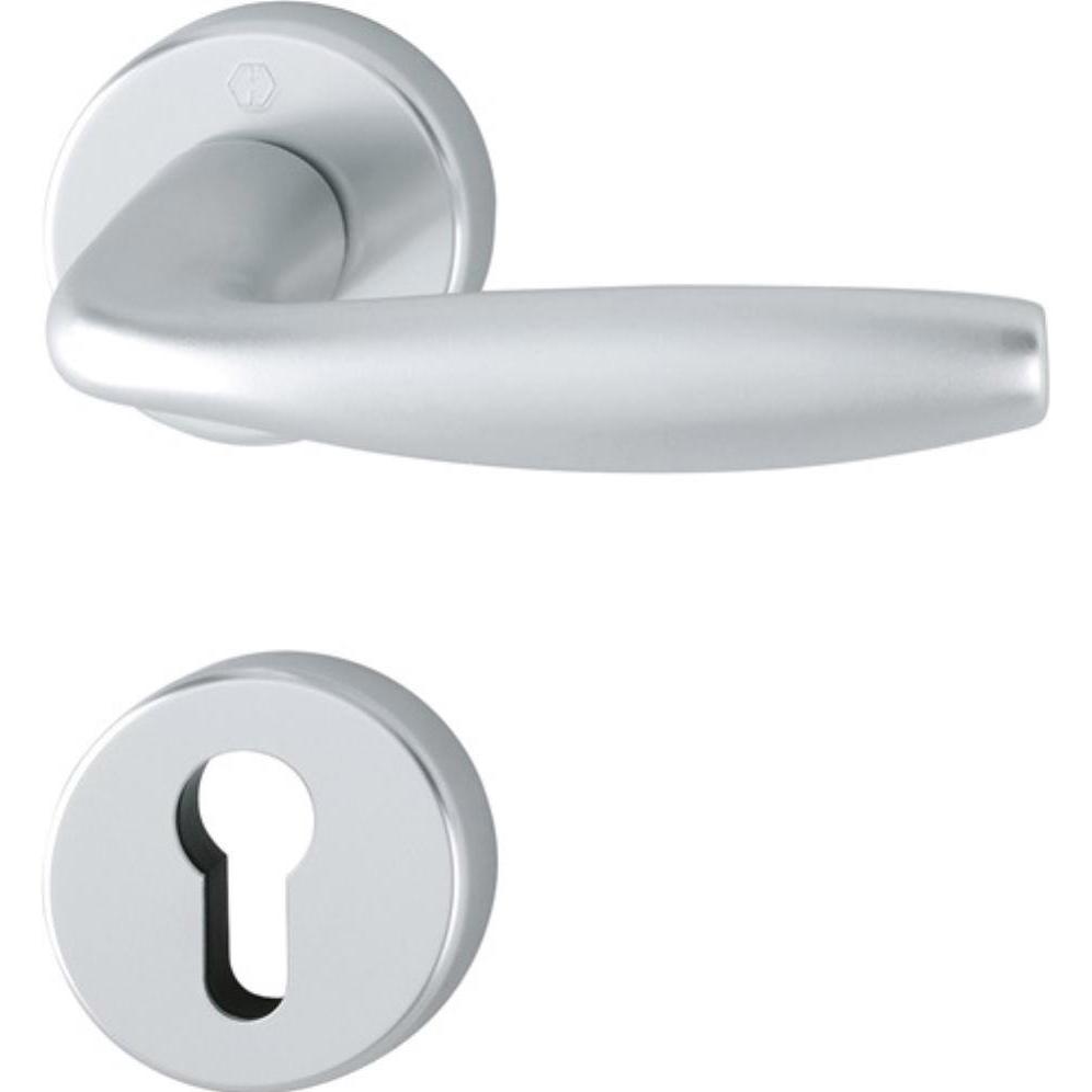 Hoppe, Türgriff + Fenstergriff, Rosettengarnitur New York 1810/42KV/42KVS Aluminium F1 rund PZ DIN links / rechts D/D (T...