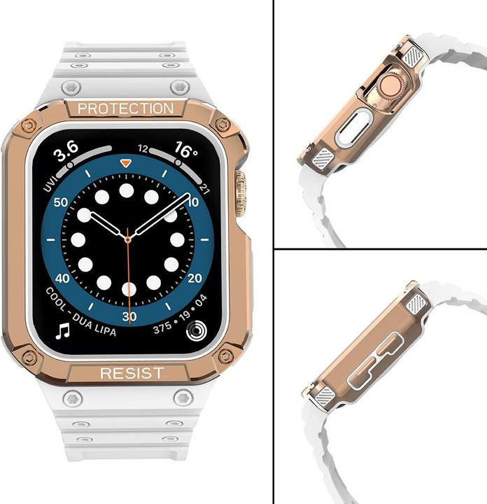 Image du produit Hurtel Protect Strap Band with Case for Apple Watch 7 / SE (41/40 / 38mm) Case Armored Watch Cover Whi (Matières plastiques, TPU)