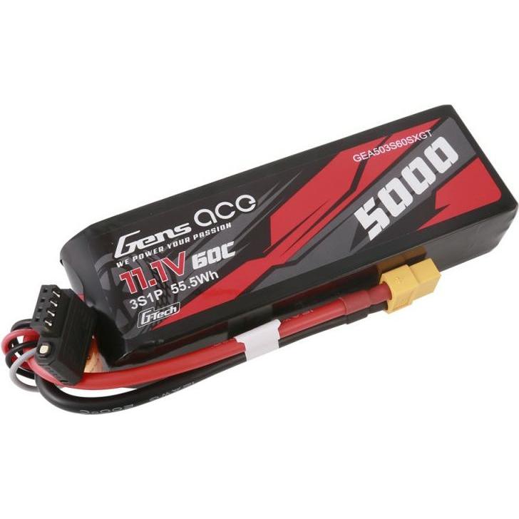 Thumbnail - Gens Ace G-Tech 5000mAh 11.1V 60C 3S1P Lipo With XT60 Plug (11.10 V, 5000 mAh)