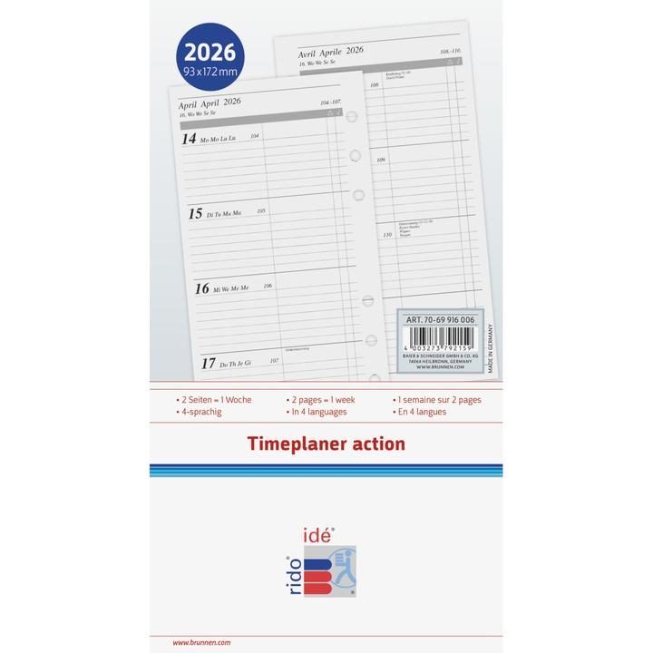 Actual product image Rido Wochenkalendarium Timeplaner action 2026 | 93×172 mm (1 week / 2 pages)